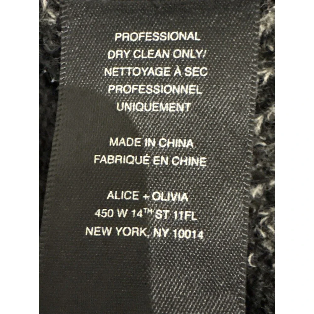 Alice + Olivia Women's M Gray Black Colorblock Linen Blend Open Knit Sweater